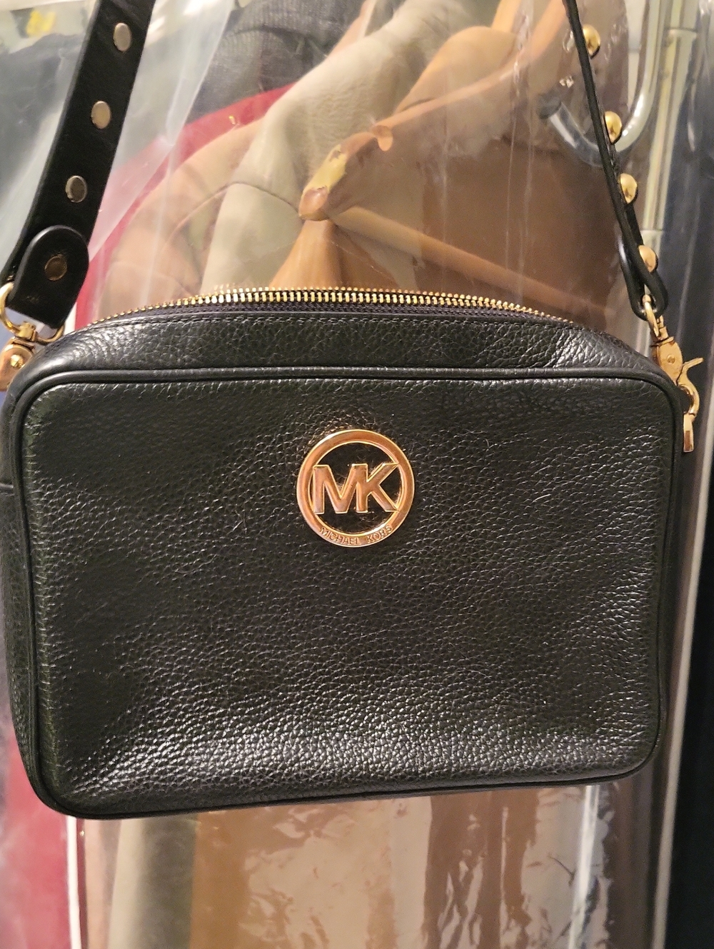 Michael Kors Black Pebbled Leather Handbag with Studded Strap - Picture 4 of 7